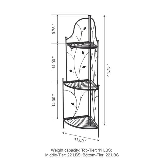 Glitzhome® 3-Tiered Metal Corner Shelf Planter Stand